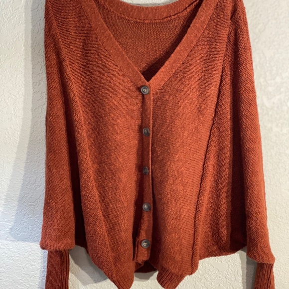 ruby moon Sweaters - RUBY MOON Knitted Burnt Orange Button Down Cardigan Sweater